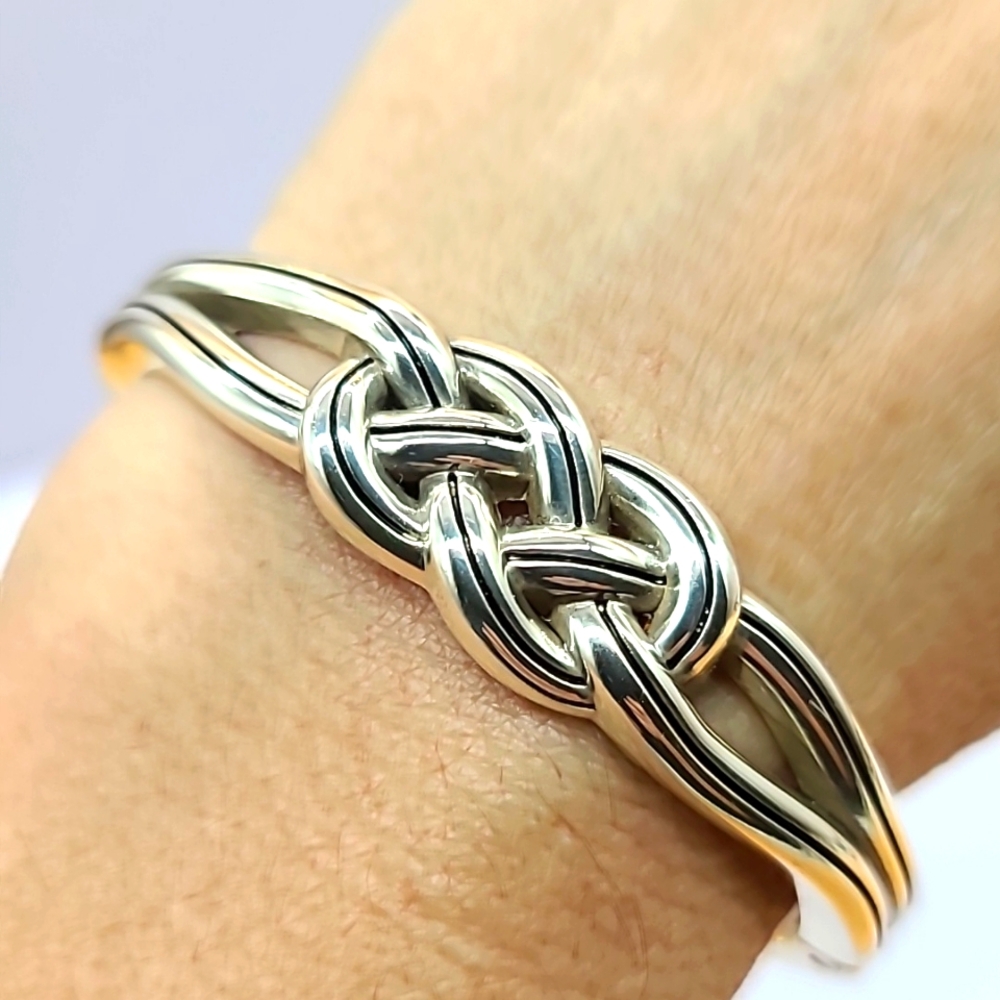 $82 Brighton "Interlok" Hinged Bangle w Celtic Knot! Bestselling Current Style!